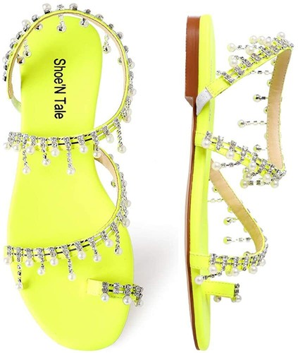 yellow rhinestone sandals