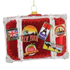 Glass Traveling Suitcase ornament