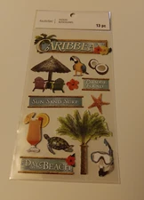 Recollections Stickers Caribbean Parrot Sun Sand Surf Turtle Cocktail Day Beach