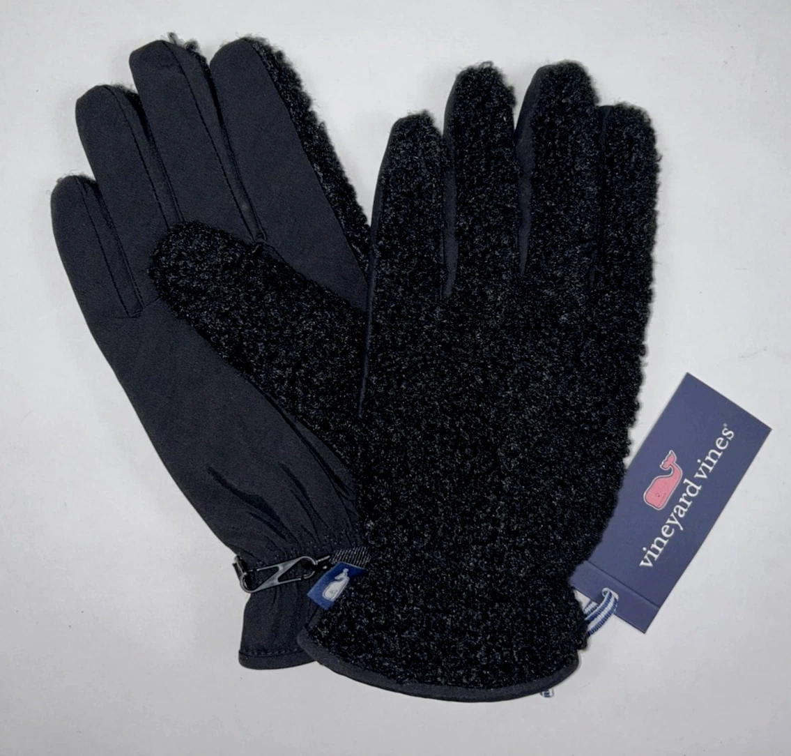 NEW VINEYARD VINES Size S/M Men's Gloves Black Fleece Nylon COMMUTER $59