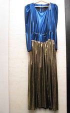 Dress Metallic Blue Gold Sparkly Shiny Carnival Fancy Dress Party Classy