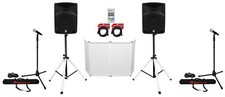  2 Rockville RPG10 10" Powered 600w DJ PA Speakers LED Stands Facade 2 Mics