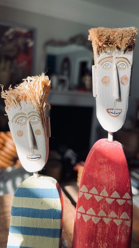 Lynn Muir Pair of Wooden Figurines/Art Sculptures - Picture 4 of 13