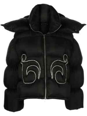 AREA Size L Black Dingyun Zhang Edition Crystal Baroque Puffer