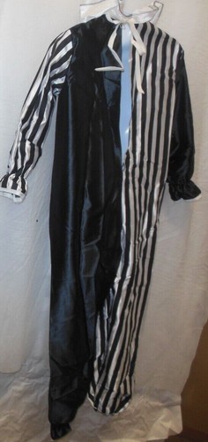 CLOWN Set Jumpsuit and hat Black White Harlequin Clown Child size satinfinish - Picture 3 of 4
