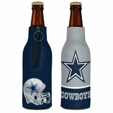 DALLAS COWBOYS 2 SIDED BOTTLE HOLDER COOZIE KOOZIE COOLER WITH ZIPPER