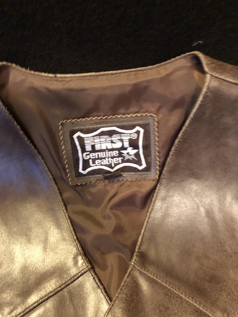 First Genuine Leather Brown Western Hunting Motorcycle Riding Vest Size 42 | eBay