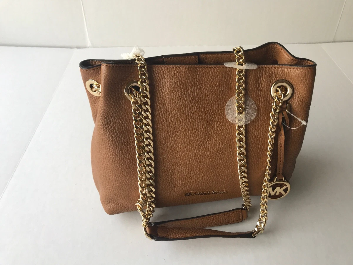 Michael Kors Leather Jet Set North South Medium Chain Messenger Acorn