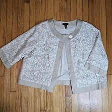 Silkland Woman 3x Linen & Floral Lace Lined A Line Relaxed Fit Swing Jacket New