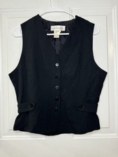 Vintage Wool Blend Vest Black Womens Size 8 Goth Grunge Whimsigoth Dark Academia