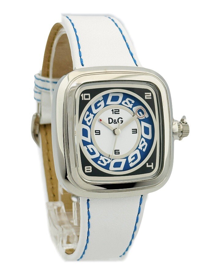 D&G CHEROKEE WHITE & BLUE STITCHING LEATHER UNISEX WATCH DW0182 | eBay