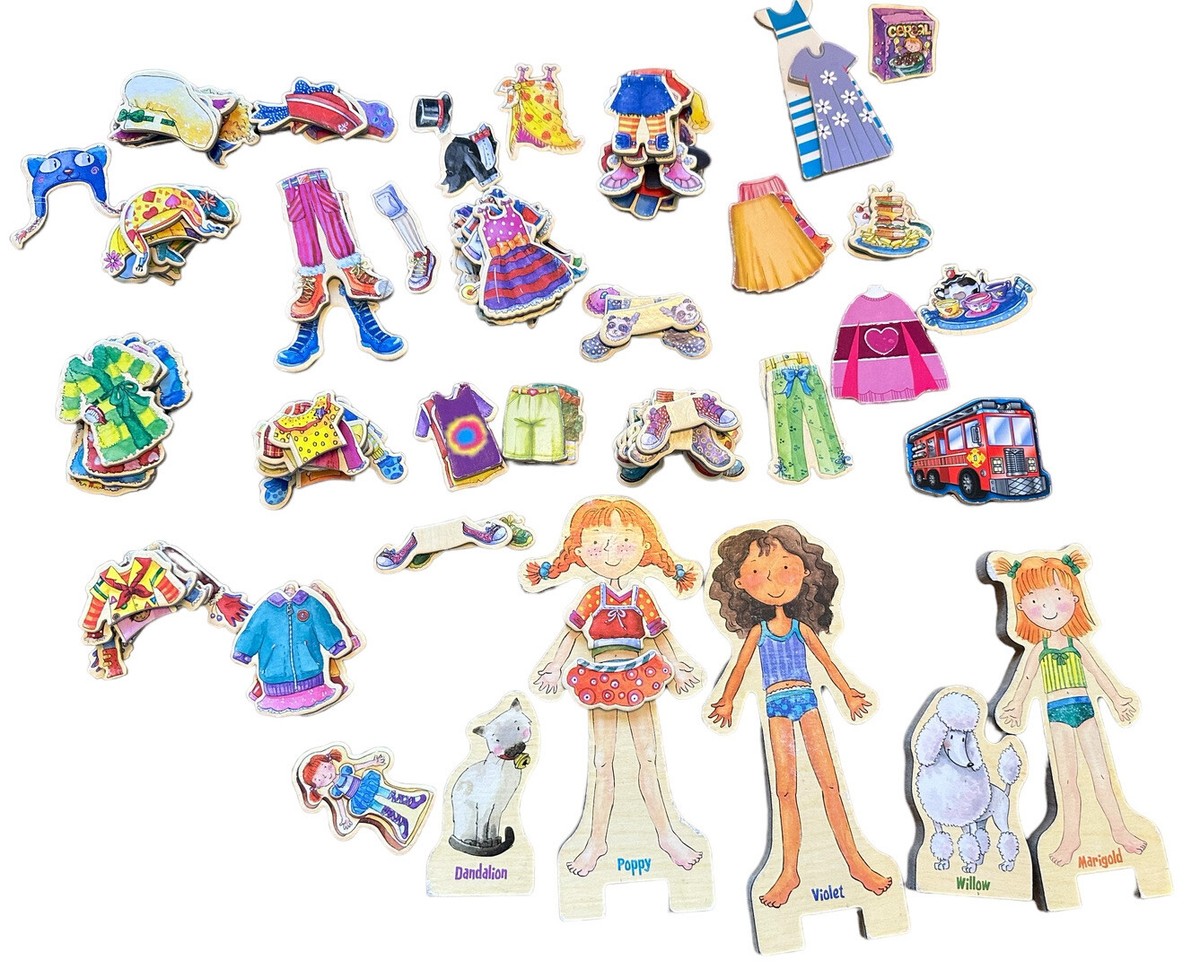 TS Shure Daisy Girls Wooden Magnetic Dress-up Dolls Ages 3