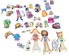 TS Shure Daisy Girls Wooden Magnetic Dress-up Dolls Ages 3 and up 90 Pieces