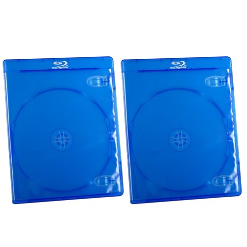 2 Lots DVD CD Blu-ray Single Disc Storage 11mm Plastic Case Sleeve Cover Blue