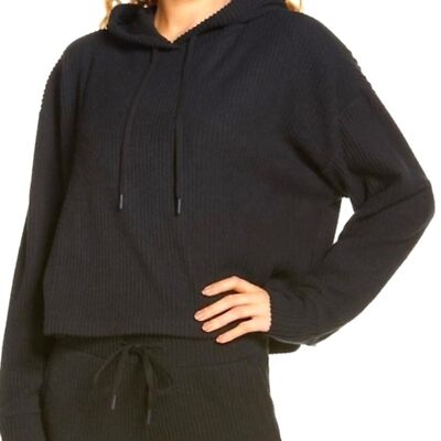 NWT Zella Sloane Cozy Ribbed Black Hoodie Women's Plus Size 3X