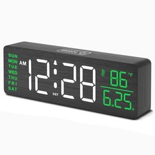  Wooden Digital Alarm Clocks for Bedrooms – Large Display Black-white-green