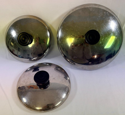 Set of 3 Revere Ware Replacement Lids for Copper Bottom Saucepans Skillets Vtg.