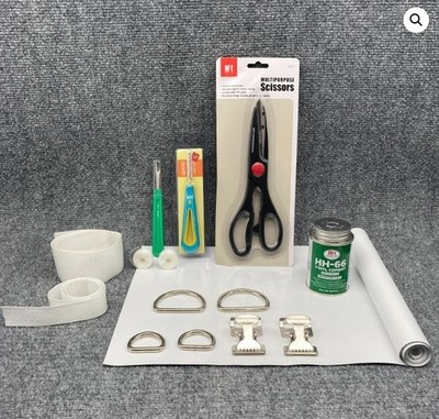 Commercial Tent Repair Kit Vinyl Patch Glue Hardware Webbing Sewing Tool Thread