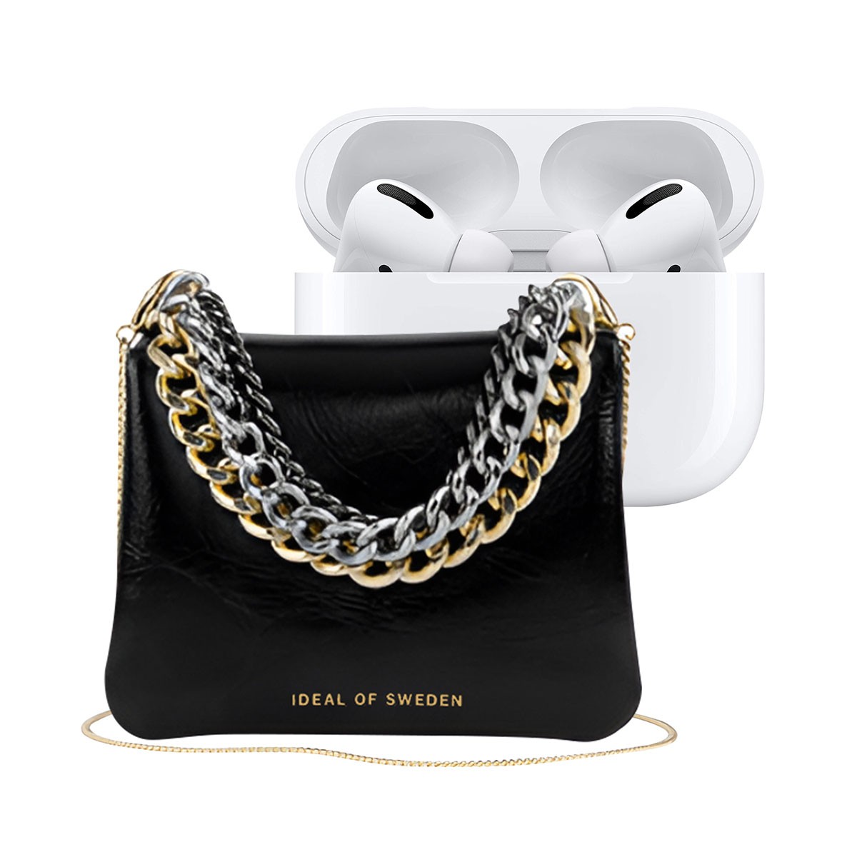 Mini sac pour Pods All Generation modèle Edge avec bandoulière amovible en cuir noir