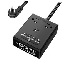   1250-Watt Alarm Clock with USB NHAC-001, Extension Cord with USB Ports and