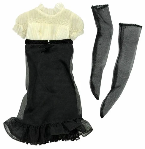 Vintage 1960s Barbie MIDI MAGIC Outfit #1869 Dress Stockings Tights Black White