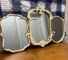 Ornate Cream Colored Triple Mirror