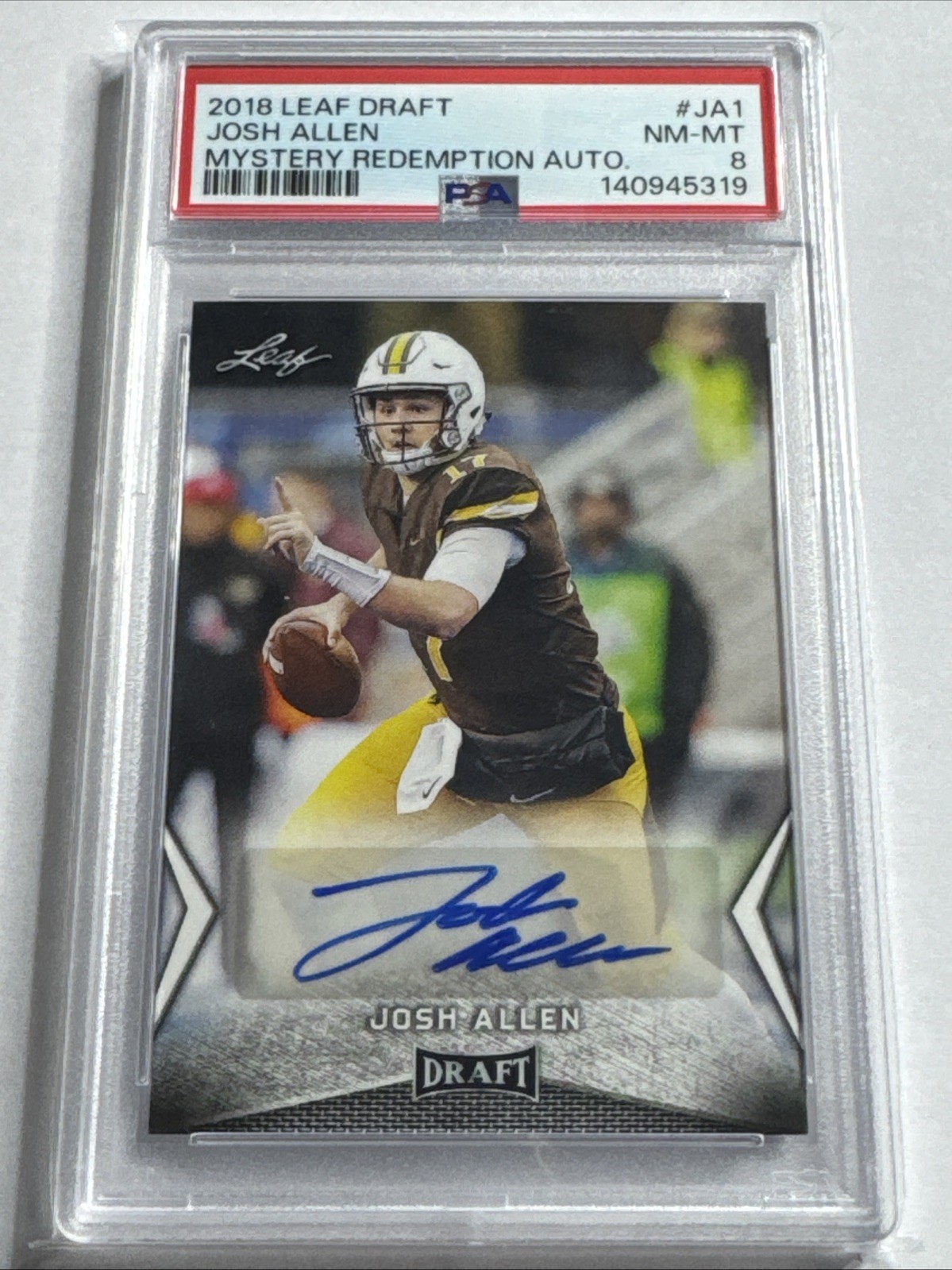 Josh Allen 2018 Auto Rookie Leaf Draft Mystery Redemption PSA