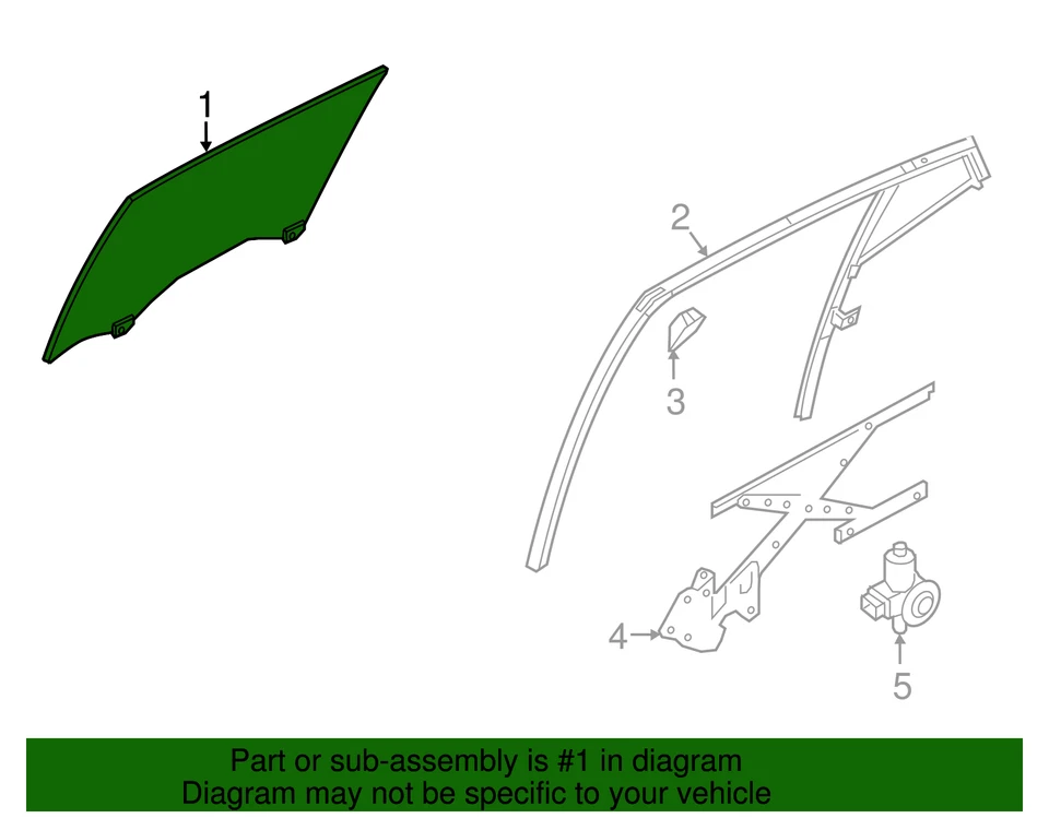 Nissan Máxima 2016-2018 genuino - vidrio móvil 82301-4RA0A Foto 3 de 3