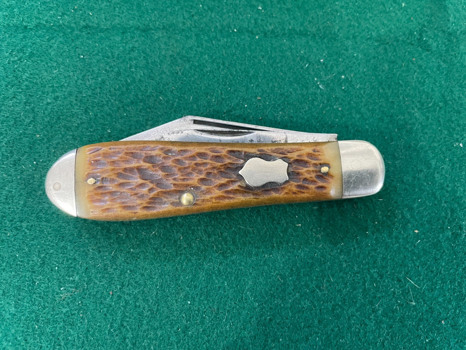 Vintage PAL CUTLERY CO Tear Drop Jack Pocket Knife 1945-53 Jigged Bone