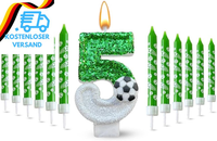 13 Stk Kerze 5 Geburtstag Junge, 3D FußBall GrüNe Geburtstagskerzen Kinder Kerze