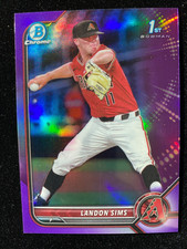 2022 Bowman Chrome Draft LANDON SIMS 1st Rookie PURPLE REFRACTOR #/250 RC SP