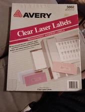 Avery Laser Address Labels 1-1/3 x 4 Clear 700 Labels #5662 New Sealed