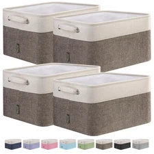 4 Pack Fabric Storage Bins for Shelves, Linen Storage Baskets for Organizing,...