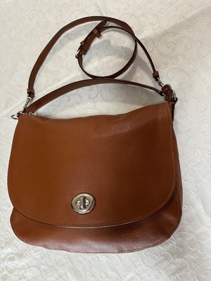 COACH PEBBLE GRAIN CAMEL COLOR SHOULDER BAG WITH ADJUSTABLE, DETACHABLE STRAP