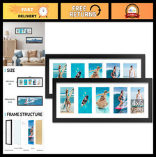 8x24 Collage Picture Frame Set - Display 5x4x6 Photos or 1x8x24 - Tempered Glass
