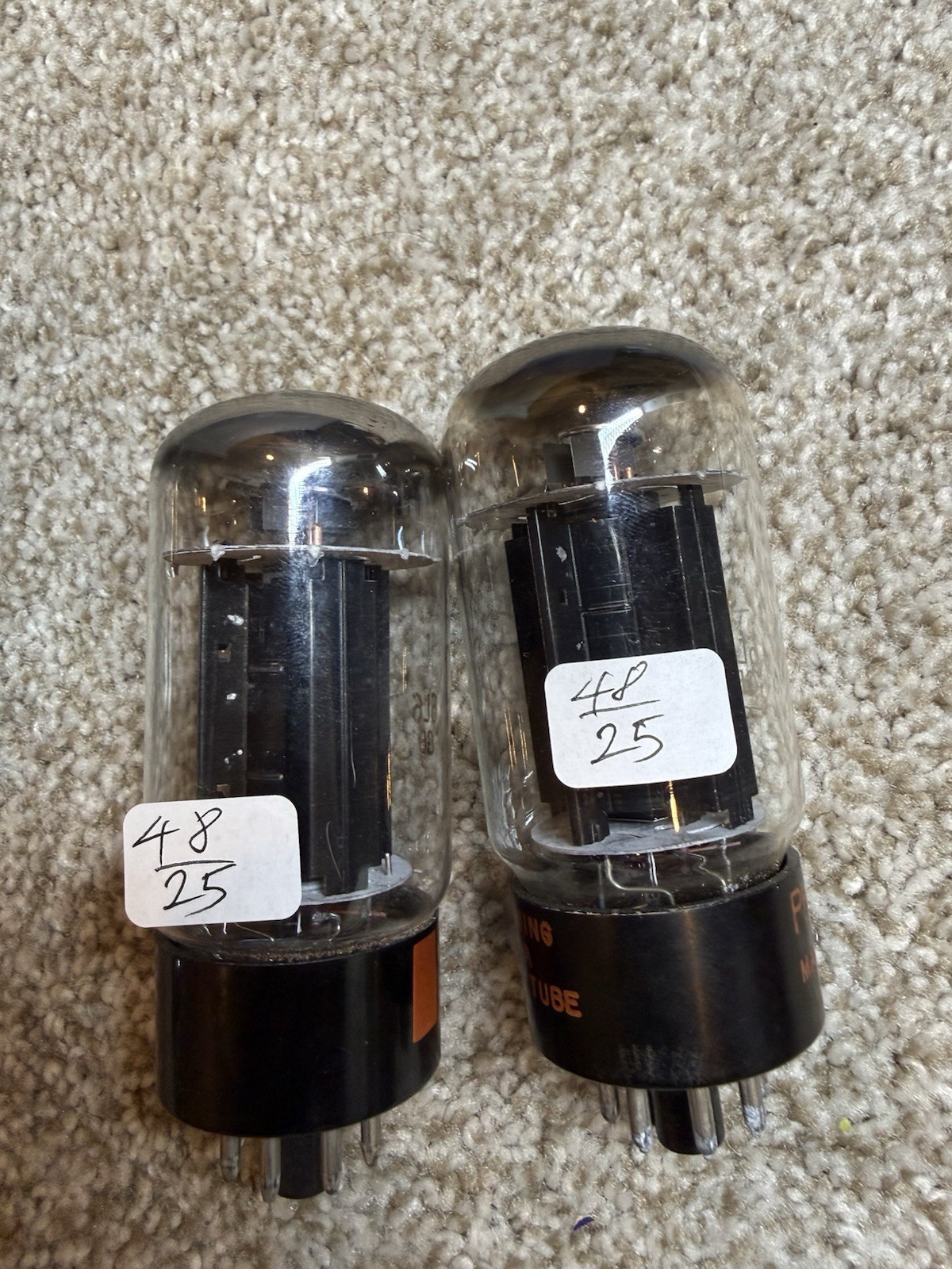 (2) Sylvania 6L6GB Black Plate Tubes  Tests Balance & NOS Tv-7