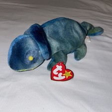Vintage 1997 Ty Beanie Baby Rainbow The Iguana Chameleon Toy With Tag No Tongue