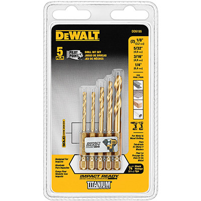 Titanium Impact Drill Bit Set, 5-Piece DD5155