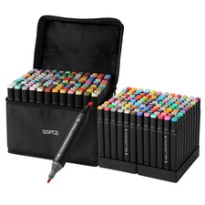 120 Colors Art Markers Pens, Dual Tips Alcohol Markers Set with Base, Permane...