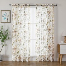 OWENIE Crushed Semi Sheer Curtains 72 Inch Length 2 42W x 72L, Multi Color