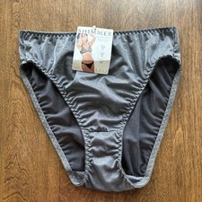 Vintage Bali Shimmer Sparkle See Through Hi-Cut Bikini Panty Size 8 Gray - NWT