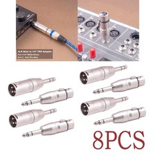 8x 1/4" TRS to XLR Adapter, 4 Pairs Male and Female 6.35mm, Silver