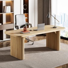 62.2-Inch Modern Executive Desk Wooden Office Computer Desk with Double Pedestal