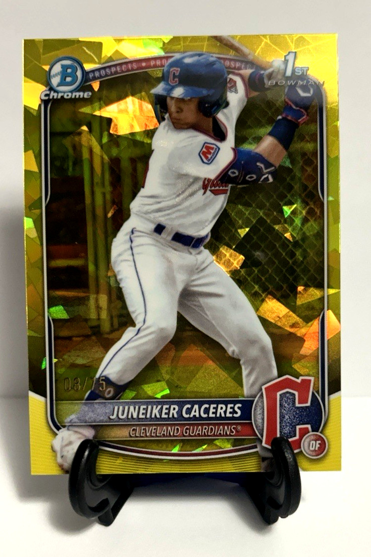 2025 Bowman Chrome Sapphire Juneiker Caceres 1st Bowman Yellow 08/75-Guardians!