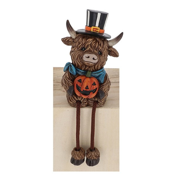 Halloween Coos - Dangle Legs - Highland Cow Figurine Ornament - Shudehill B NEW