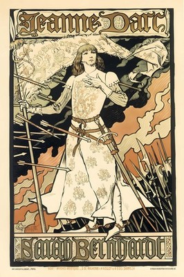 Jeanne d'Arc   Vintage Art Nouveau Poster - Sarah Bernhardt Tribute - 24x36  -