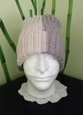New Gift Handmade Crochet Holiday Christmas Grey Hat Beanie Adult Unisex