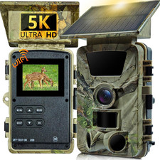 Solar Trail Camera, 5K 60MP Wifi Bluetooth Night Vision Game Camera 5200Mah Ba