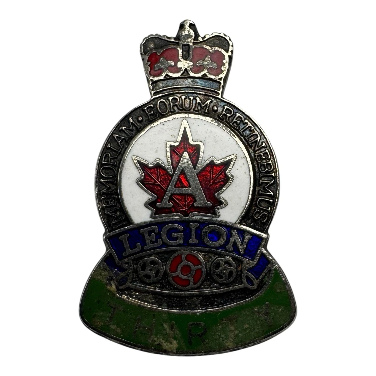 Vintage Canadian Legion Pin Maple Leaf & Crown – “Memoriam Eorum Retinebimus”