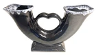 Van Briggle Art Drip Pottery Double Horn Vase Dark Blue Gloss
